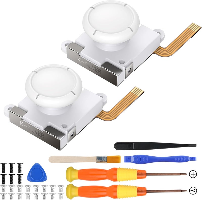 BRONAL TMR Hall Effect Joystick Replacement for JoyCon – 30 in 1 [No Drifting] Joycon Joystick Replacement for Switch/OLED Joy Con Controller & Lite, Hall Effect Joycon Repair Tool Kit [2 Pack]-White - Image 1